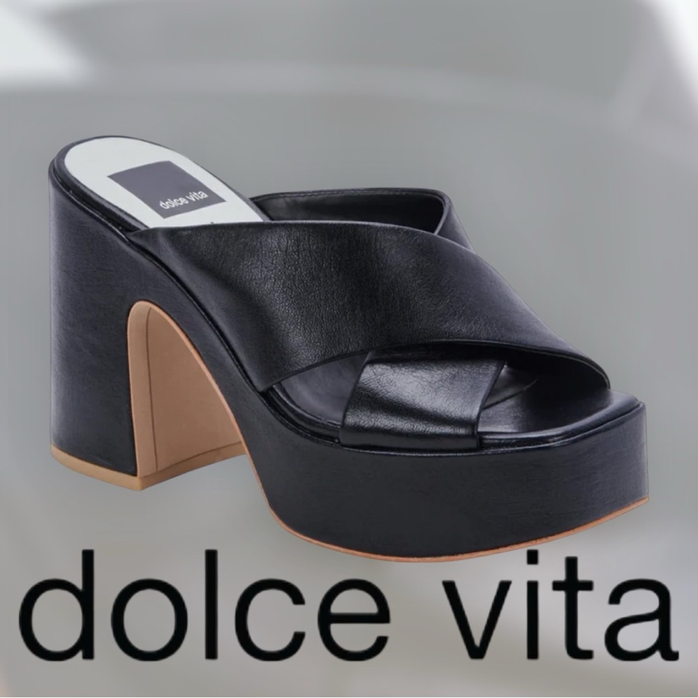 Dolce Vita Wonder onyx platform sandal mules. Size 9.